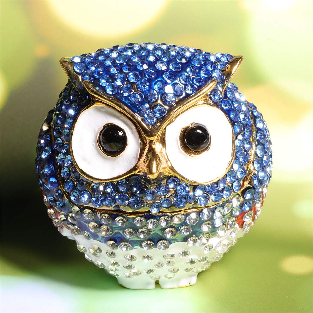 Amazon｜Waltz&F メタル&クリスタル製 小物入れ フクロウ ライトブルー